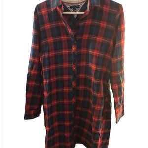 Tommy Hilfiger Plaid Long Shirt Dress with side pockets Ladies Medium
